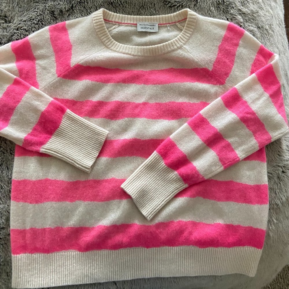 White + Warren Essentials 100% Cashmere Sweater - M Pink/White